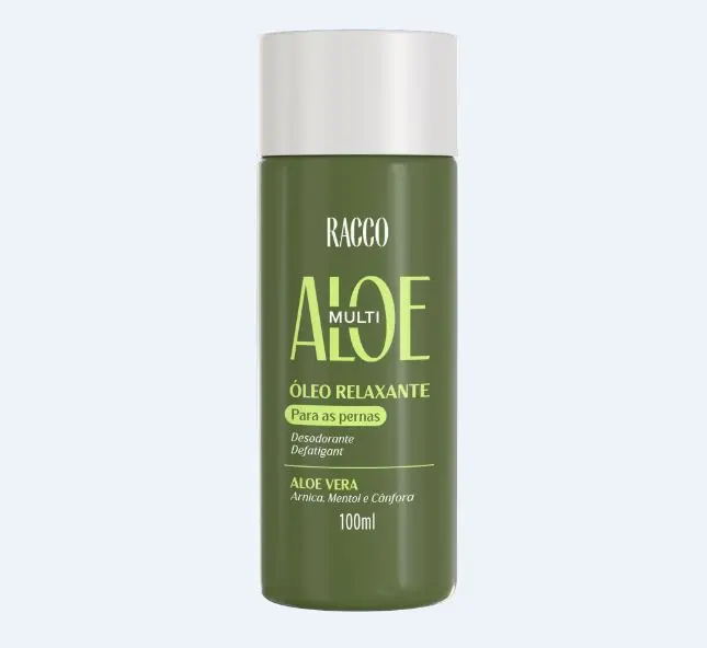 Óleo Relaxante Desodorante para as Pernas Defatigant Multi Aloe Racco, 100ml