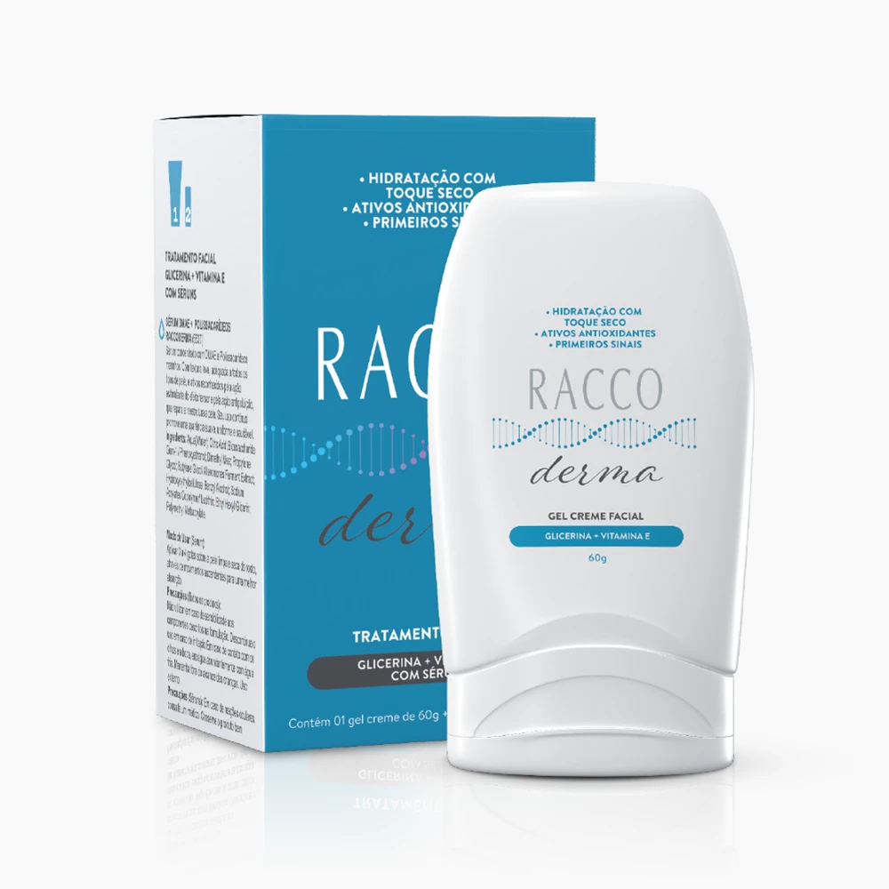 Gel Creme Facial Glicerina + Vitamina E RaccoDerma, 60g