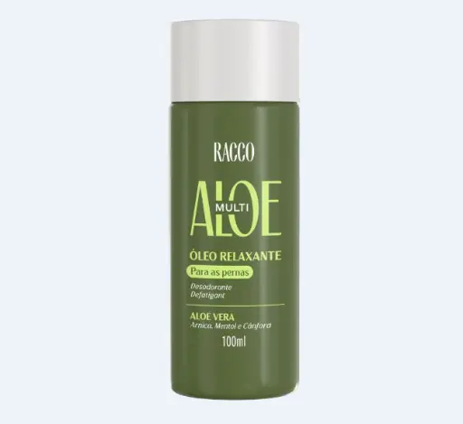 [1426] Óleo Relaxante Desodorante para as Pernas Defatigant Multi Aloe Racco, 100ml