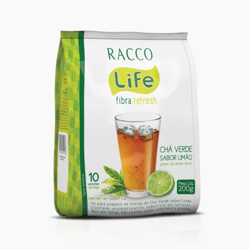 [915] 915 Fibra Life Refresh - Pó para Bebida com Fibra Prebiótica - Chá Verde Sabor Limão Racco, 200g